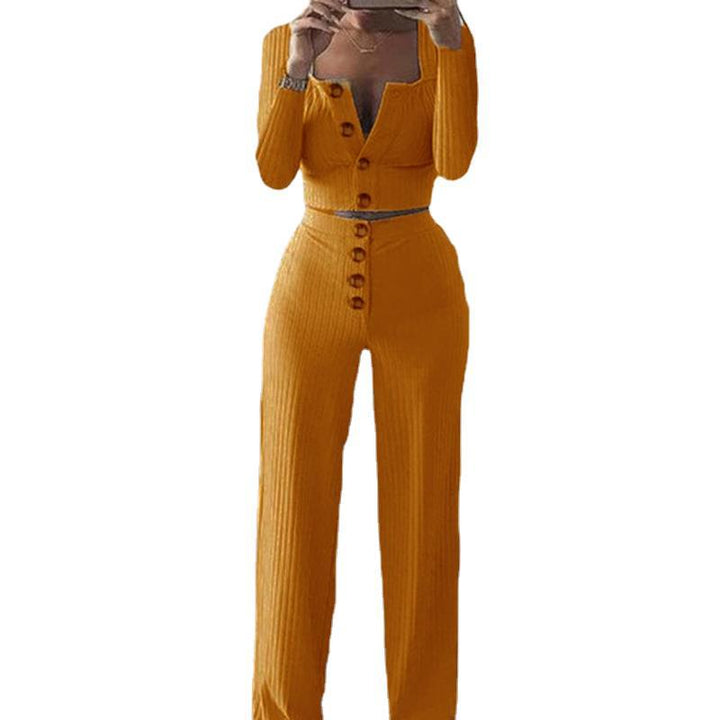 Ladies Comfortable and Elegant Knit Set 2 Pieces with Chic Button Details and Style