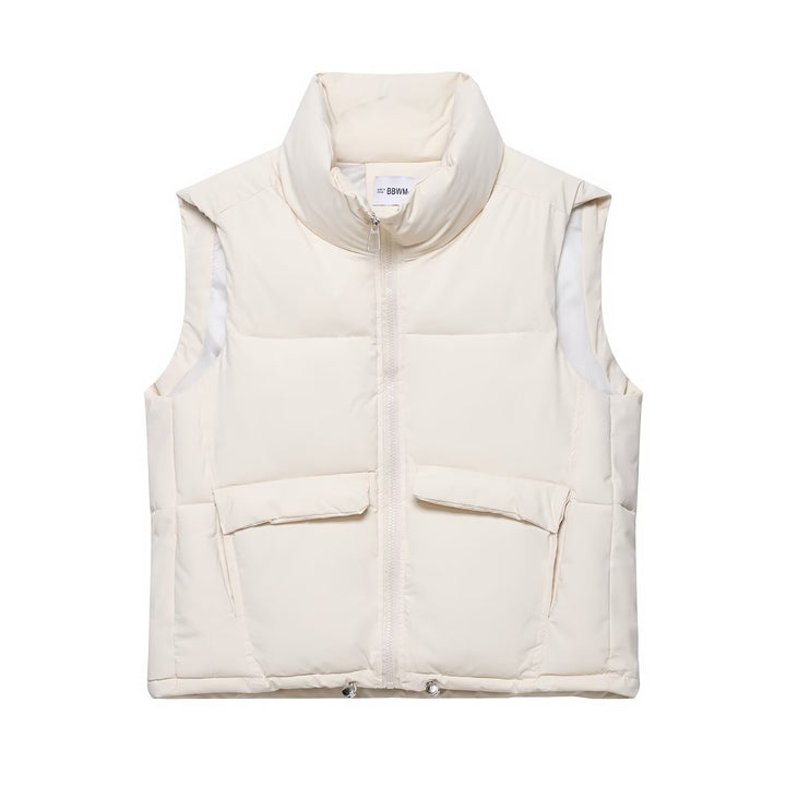 Women's trendy quilted vest with high collar and practical pockets Lune London