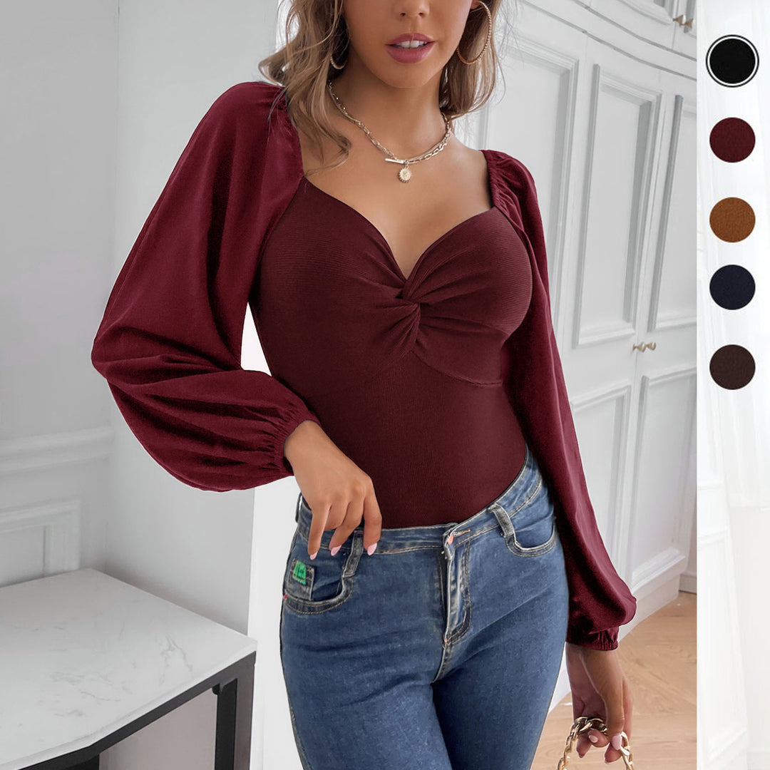Ladies elegant body with deep V-neck and voluminous sleeves Lune London