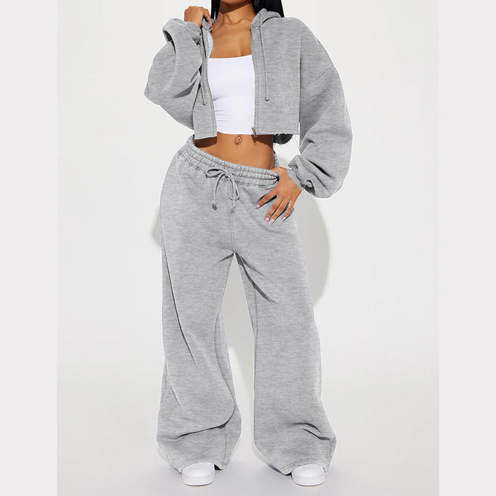 Lune London women's cropped fleece hoodie set and wide pants