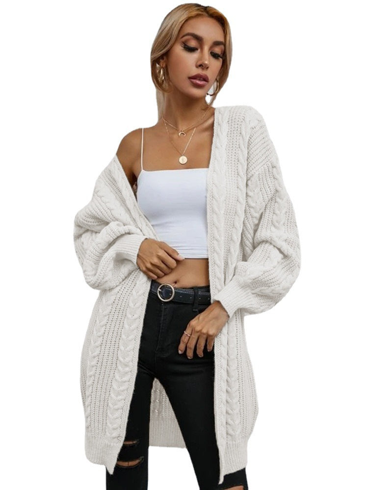 Ladies Large knit cardigan with deep V-neckline and relaxed fit Lune London