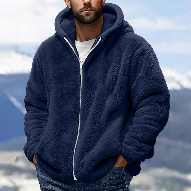 Men's Cozy Teddy Fleece Zip-Up Hoodie with Oversized Fit Amarae