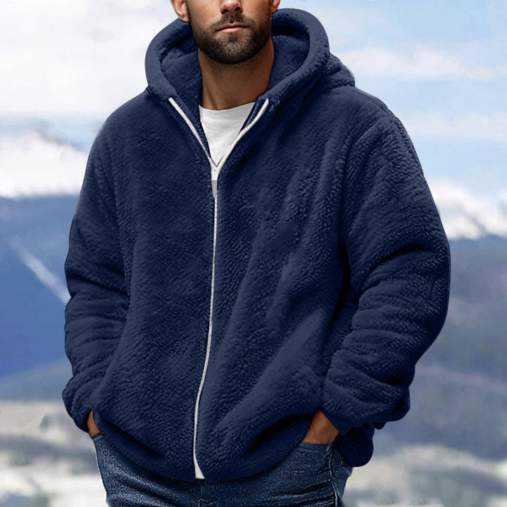 Men's Cozy Teddy Fleece Zip-Up Hoodie with Oversized Fit Amarae