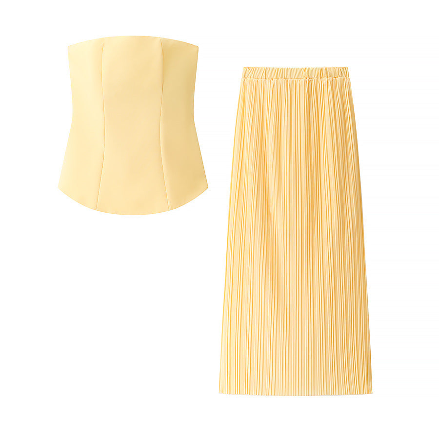 Lune London women's top and maxi skirt set with ruffled design