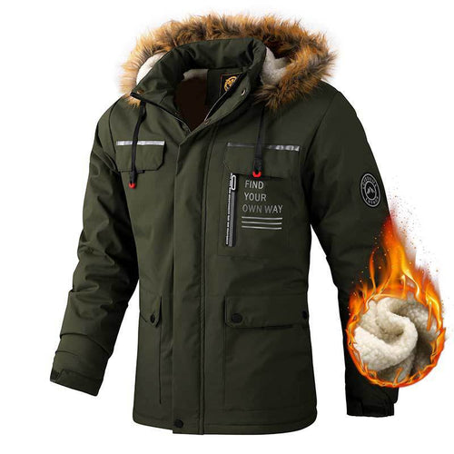 Insulated winter jacket for men with removable faux fur collar Amarae