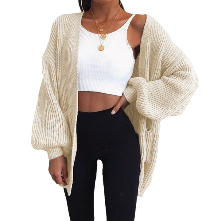 Thick knit cardigan for women with balloon sleeves and a relaxed fit Lune London
