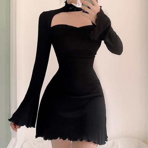 Women Elegant Mini Dress with Longer Sleeves and a Refined Neckline Amarae