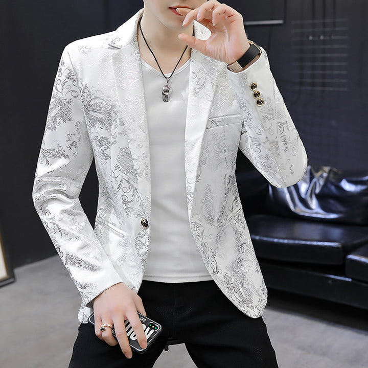 Men's Elegant Smoking Jacket with Floral Jacquard Pattern Lune London