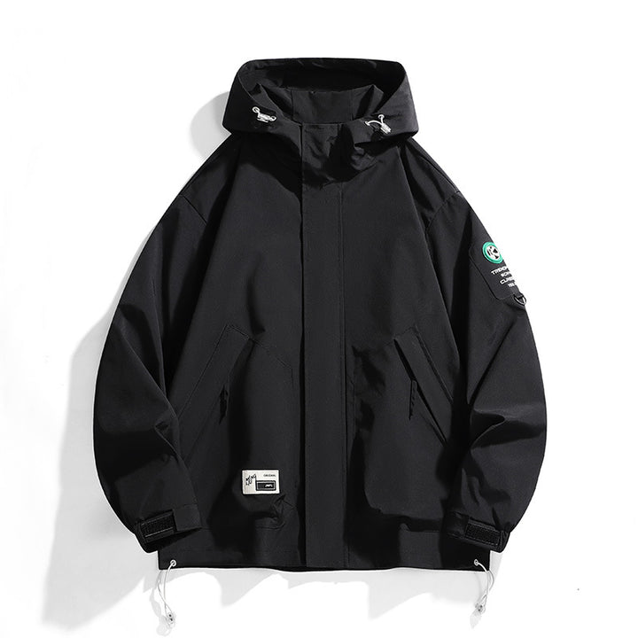Men's Oversize Utility Hoodie Jacket with Adjustable Hem, Concealed Zipper, and Multifunctional Pockets Amarae