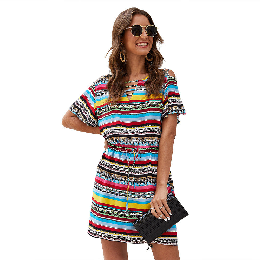 Casual dress for women with elastic waist tie and side pockets Lune London