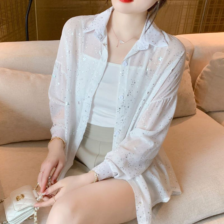 Blouse transparente pour femmes avec des étoiles scintillantes Chic & Stil