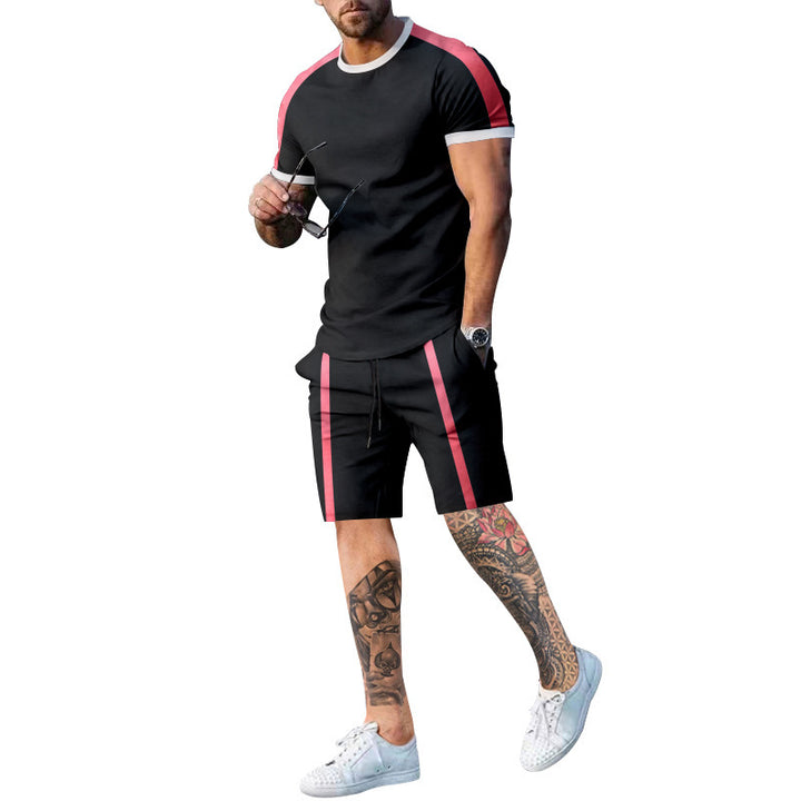 Shorts and short sleeve t-shirt set for men with contrasting stripes Lune London