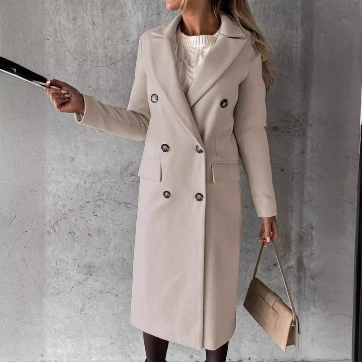 Ladies Elegant and Timeless Trench Coat with Double Buttons and Practical Pockets Lune London