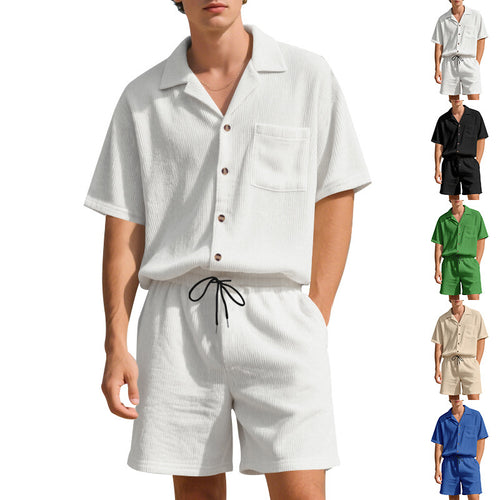 Casual men's set with cropped top and elastic shorts Amarae