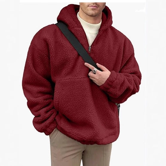 Cozy fleece pullover for men with half zip Lune London