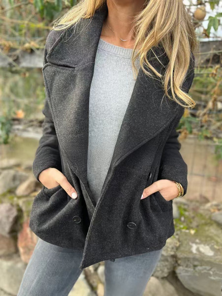 Ladies classic wool double-breasted coat Lune London