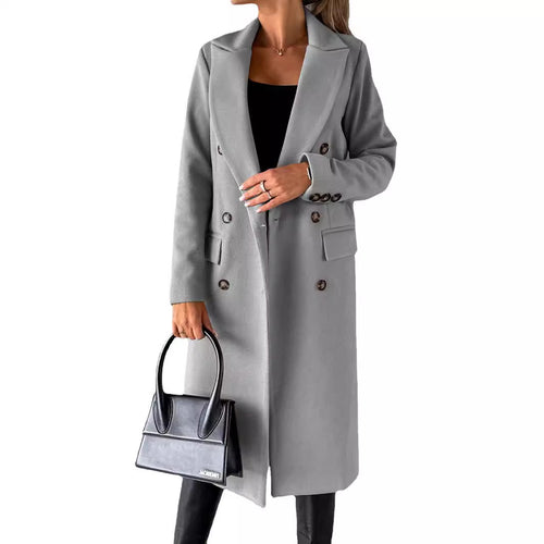 Elegant double-breasted women's coat with fitted silhouette Amarae