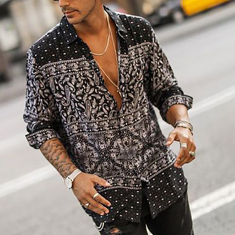 Men's Elegant Floral Printed Buttoned Shirt Lune London
