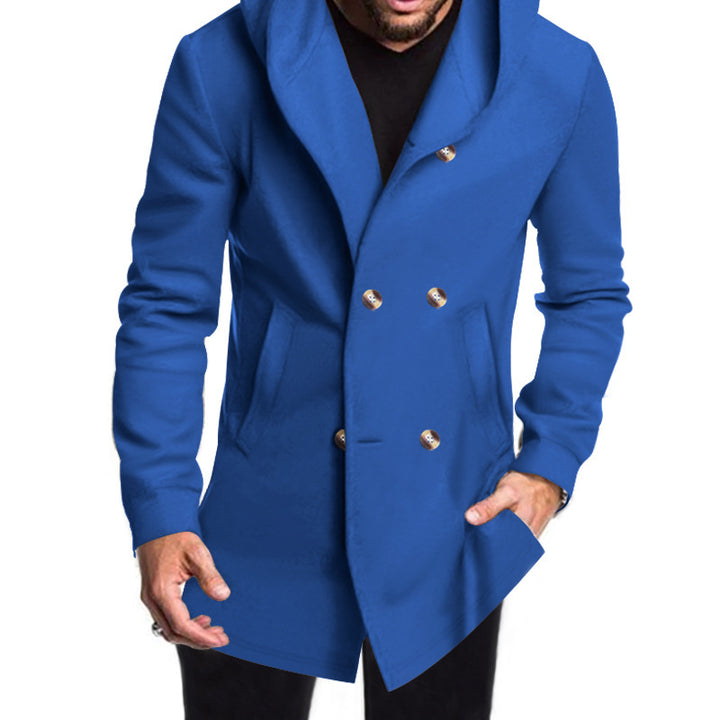 Elegant double-breasted coat for men with hood Lune London