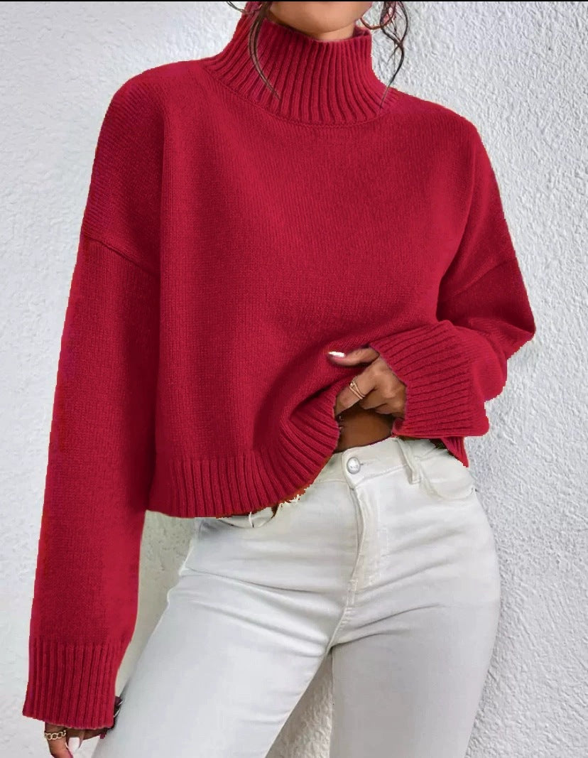Casual turtleneck sweater for women with wide cuff Lune London