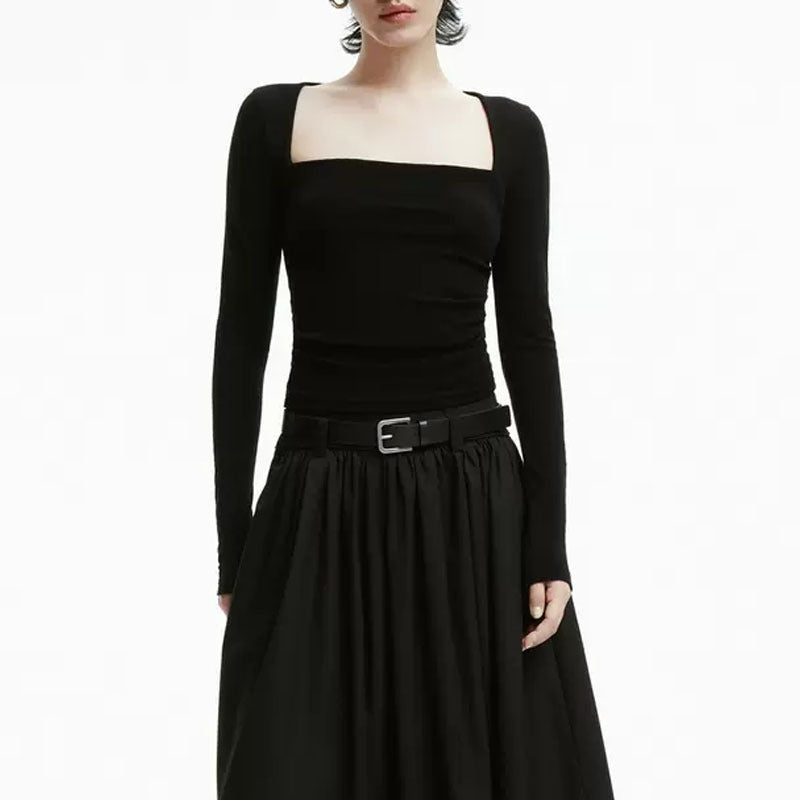 Haut à manches longues pour femmes avec décolleté carré et coupe ajustée Chic & Stil