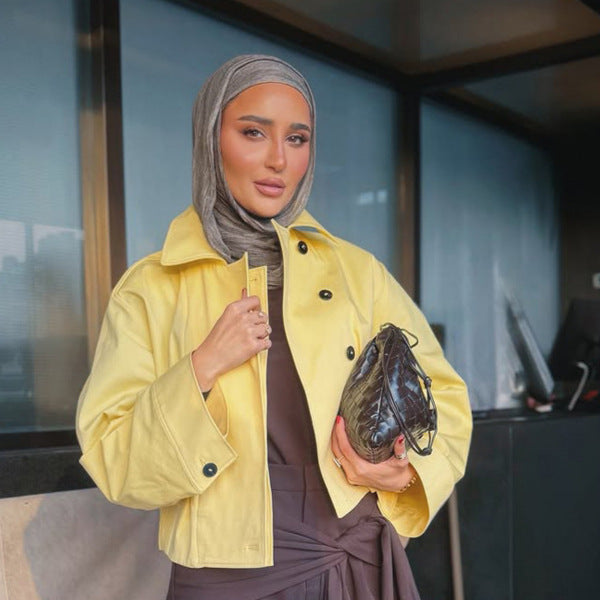 Women's Lightweight Rain Trench with Double-Breasted Closure, Boxy Oversized Silhouette and Shirt Collar Amarae