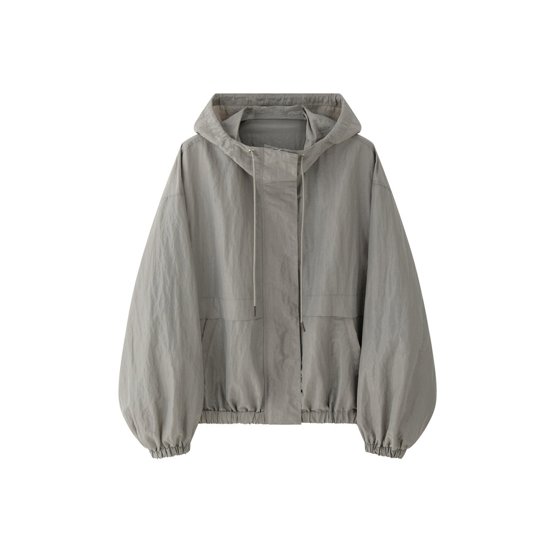Women's Lightweight Oversized Windbreaker with Elastic Hem and Balloon Sleeves Amarae