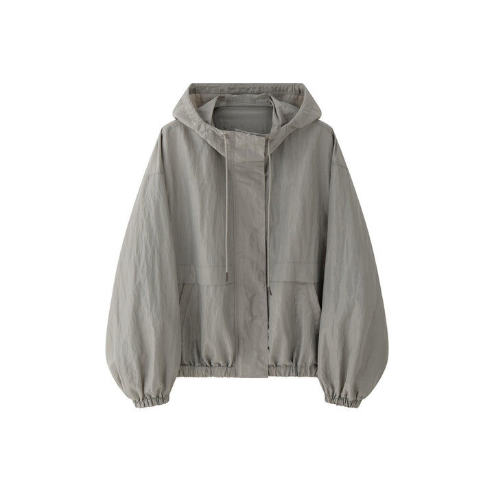 Women's Lightweight Oversized Windbreaker with Elastic Hem and Balloon Sleeves Amarae