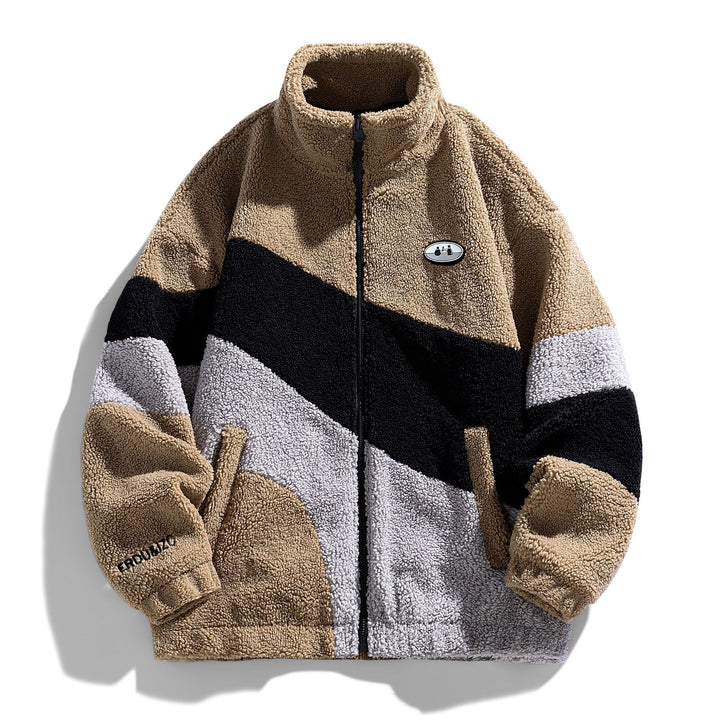 Veste en polaire confortable pour femme avec des blocs de couleur contrastants et un col haut Chic & Stil