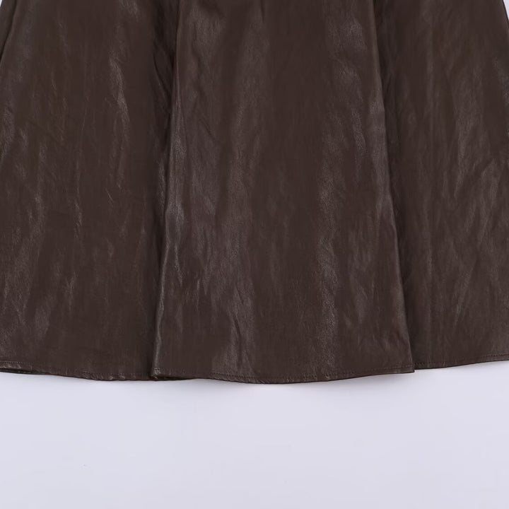 Women's midi skirt in leather look with high waist and flared cut Amarae