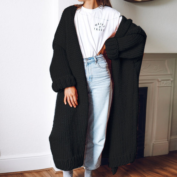 Ladies Thick Knit Cardigan with Long Sleeves Lune London
