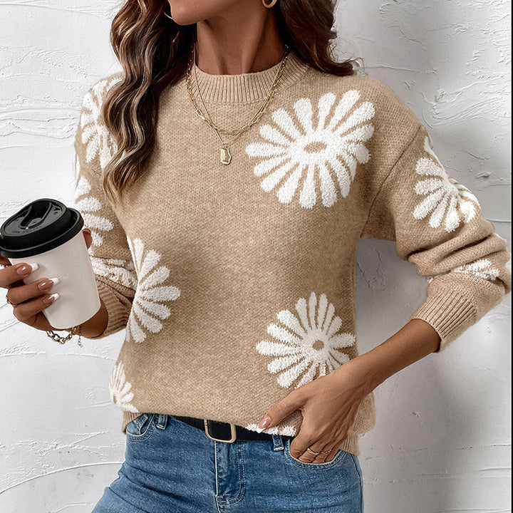 Knit sweater for women with a floral design Lune London