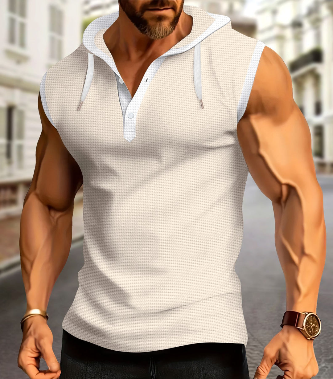 Men's performance polo shirt with short sleeves and hood Lune London
