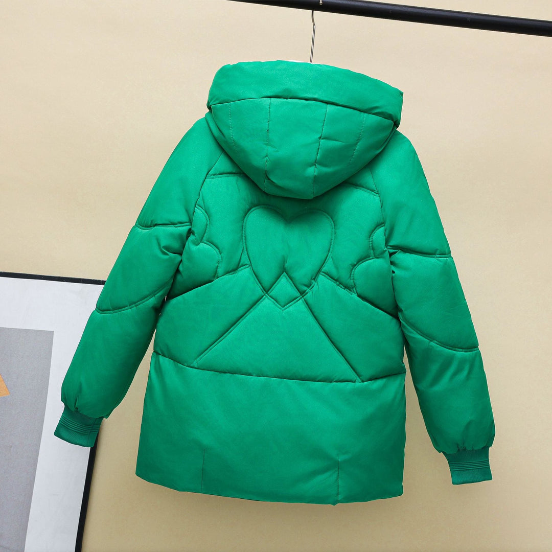 Lune London | Women's quilted winter jacket with hood and heart details