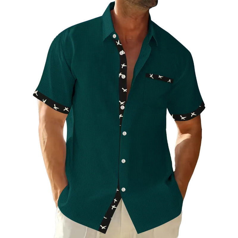 Casual short-sleeve shirt for men with a unique collar and a Lune London striped design