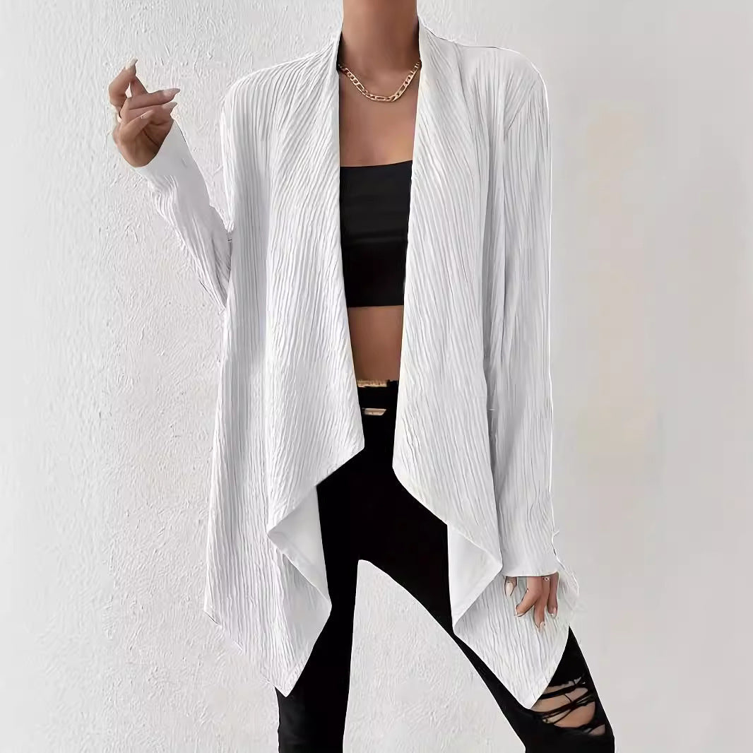 Ladies Long Sleeve Cardigan with Textured Design and Open Cut Lune London
