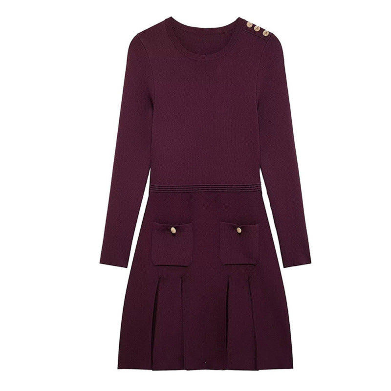 Knitted dress for women with pockets and button details Lune London