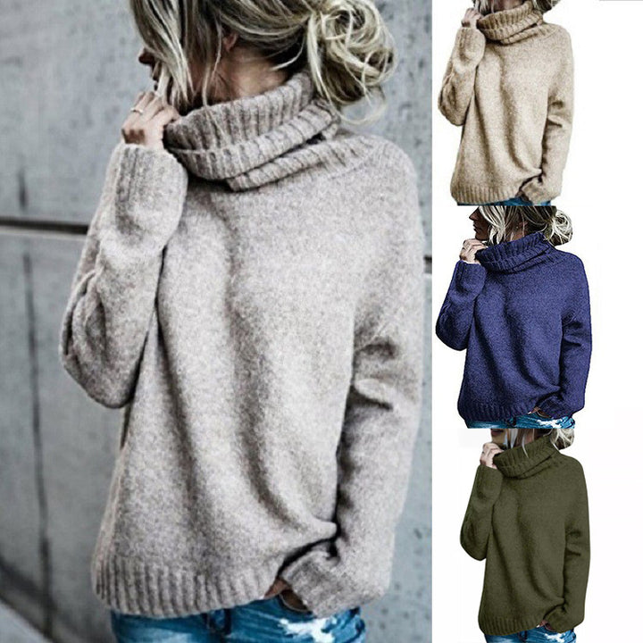 Casual sweater for women with high collar and textured surface Lune London