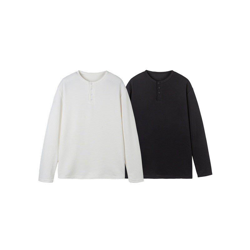 Unisex Thermal Henley Shirt with Waffle Texture and Long Sleeve Amarae