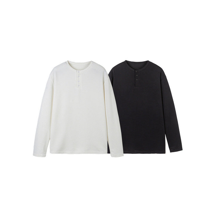 Unisex Thermal Henley Shirt with Waffle Texture and Long Sleeve Amarae