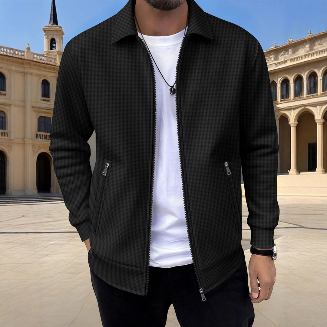 Fashionable casual men's leisure jacket with relaxed fit and practical zippered pockets Lune London