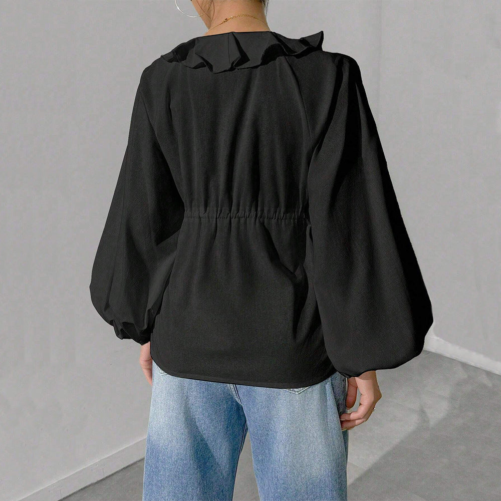 Chemisier style blouse pour femmes avec des manches volumineuses et des détails en volants Chic & Stil