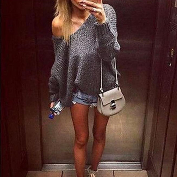 Oversized knitted sweater for women with off-shoulder design and relaxed fit Lune London