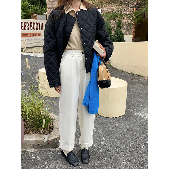 Women's quilted transition jacket with classic collar and practical snaps Chic & Stil