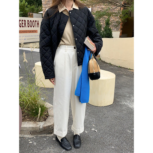 Women's quilted transition jacket with classic collar and practical snaps Chic & Stil
