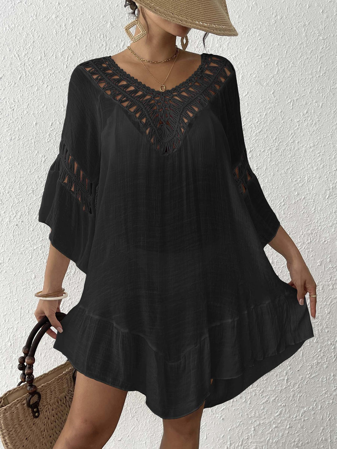 Women's tunic with crochet details for the beach Amarae
