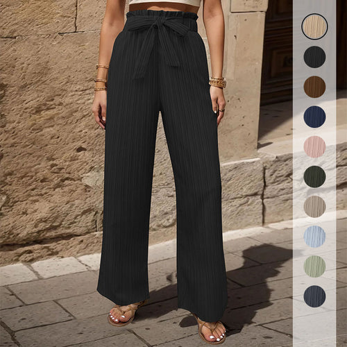 Pantalons plissés pour femmes avec ceinture élastique et ceinture à la taille Chic & Stil