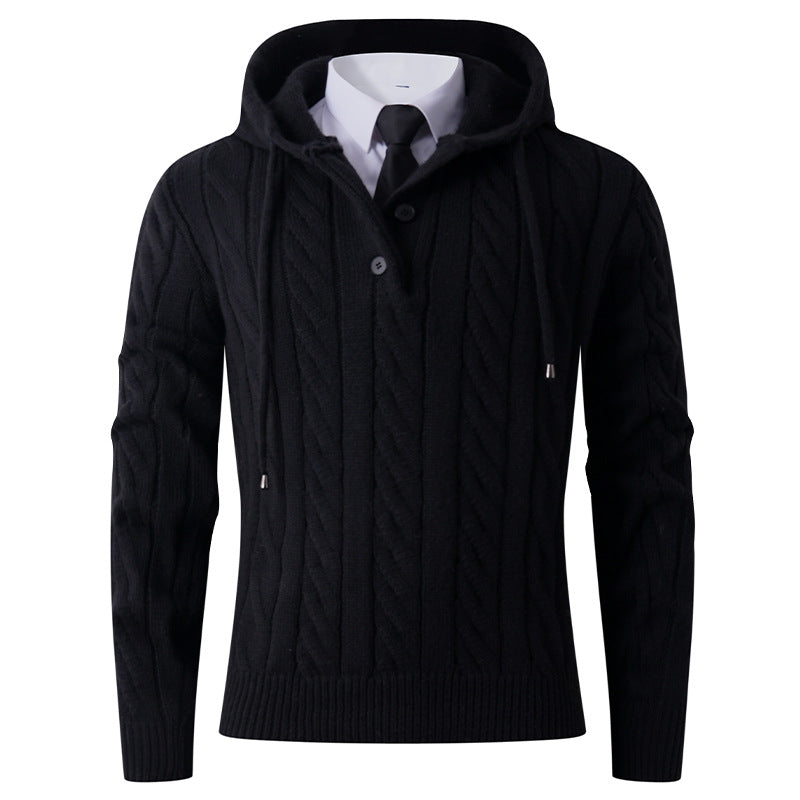 Men's knitted hoodie jacket with modern twisted pattern Lune London