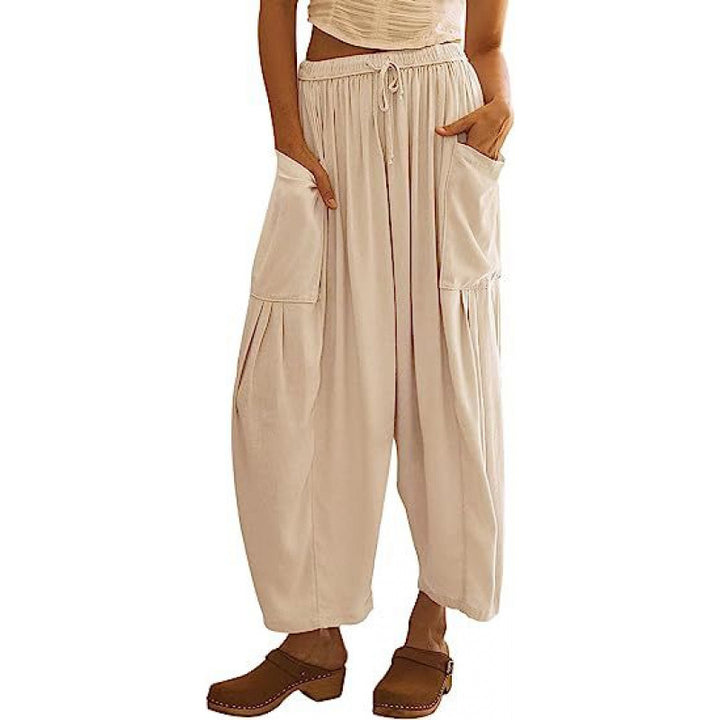 Casual harem pants for women with practical side pockets and loose fit Lune London