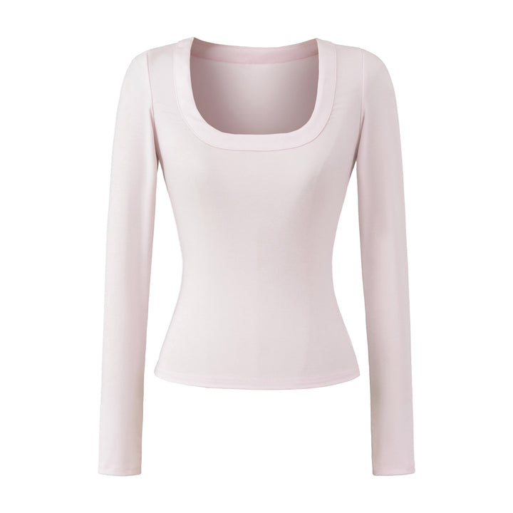 Women’s long sleeve top with deep round neckline Lune London